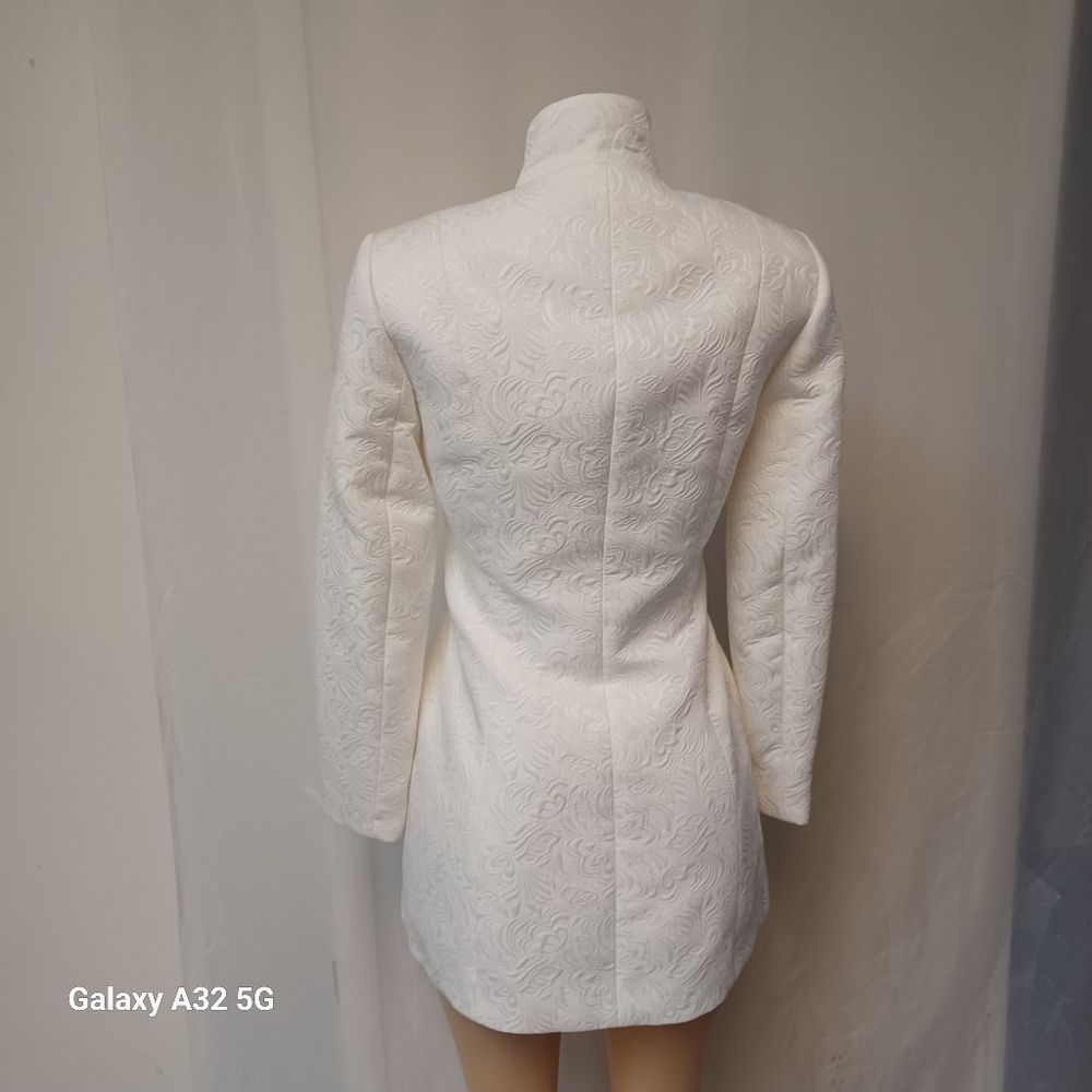 LG Lena Gabrille Ivory Jacquard Long Elegant White Women's SZ 4 Style Jacker Bla - Picture 7 of 15
